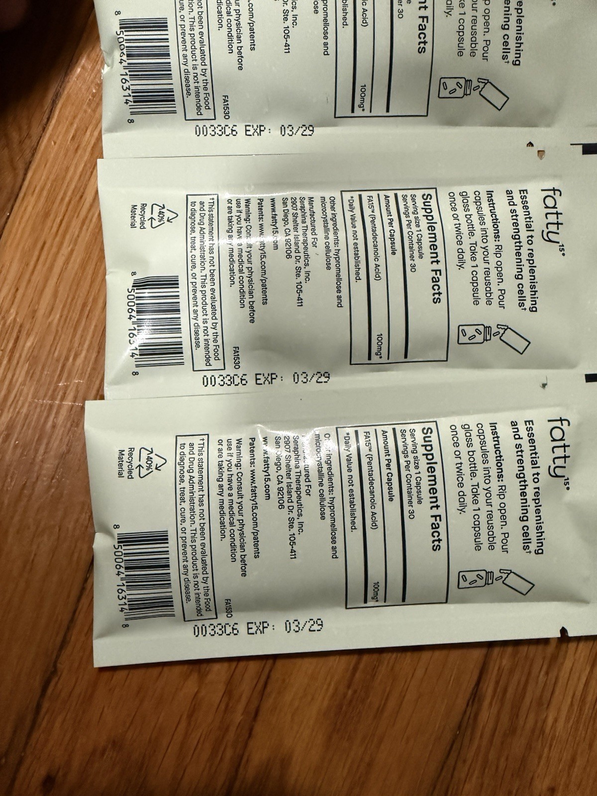 fatty15 C15:0 Pentadecanoic Acid 100mg Vegan Capsules 30 Count Once Daily