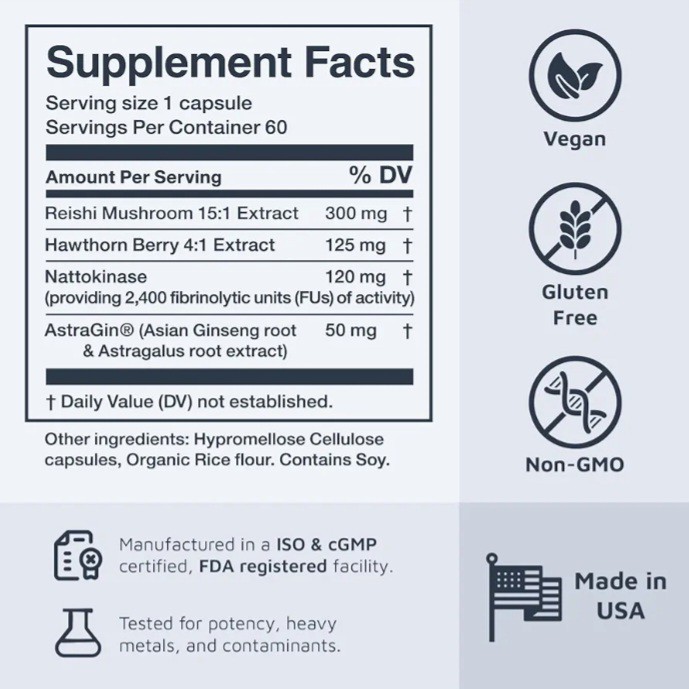 Melody Heart Tune 4-in-1 Blood Pressure Support Supplements Nattokinase Capsules