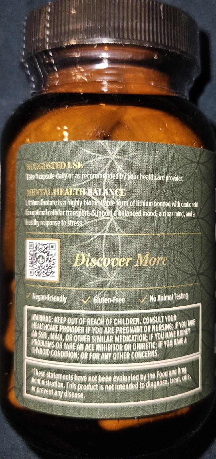Global Healing Lithium Orotate 10mg Non-GMO Gluten Free Vegan Friendly 60 Caps