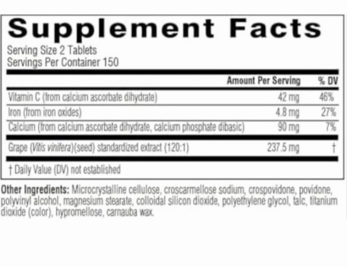 Swisse Grape Seed Extract Grapeseed Antioxidant Supplement w/ Vitamin C 300 CT