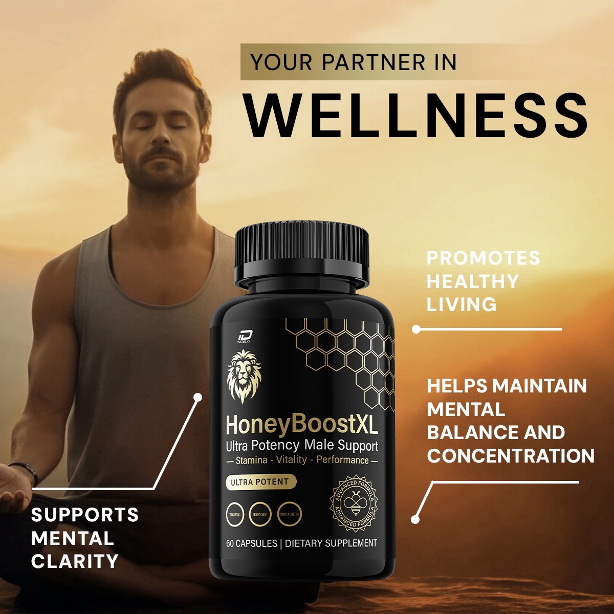 (1 Pack) Honey Boost XL for Men Capsules – HoneyBoost XL Vitamin Complex Energy