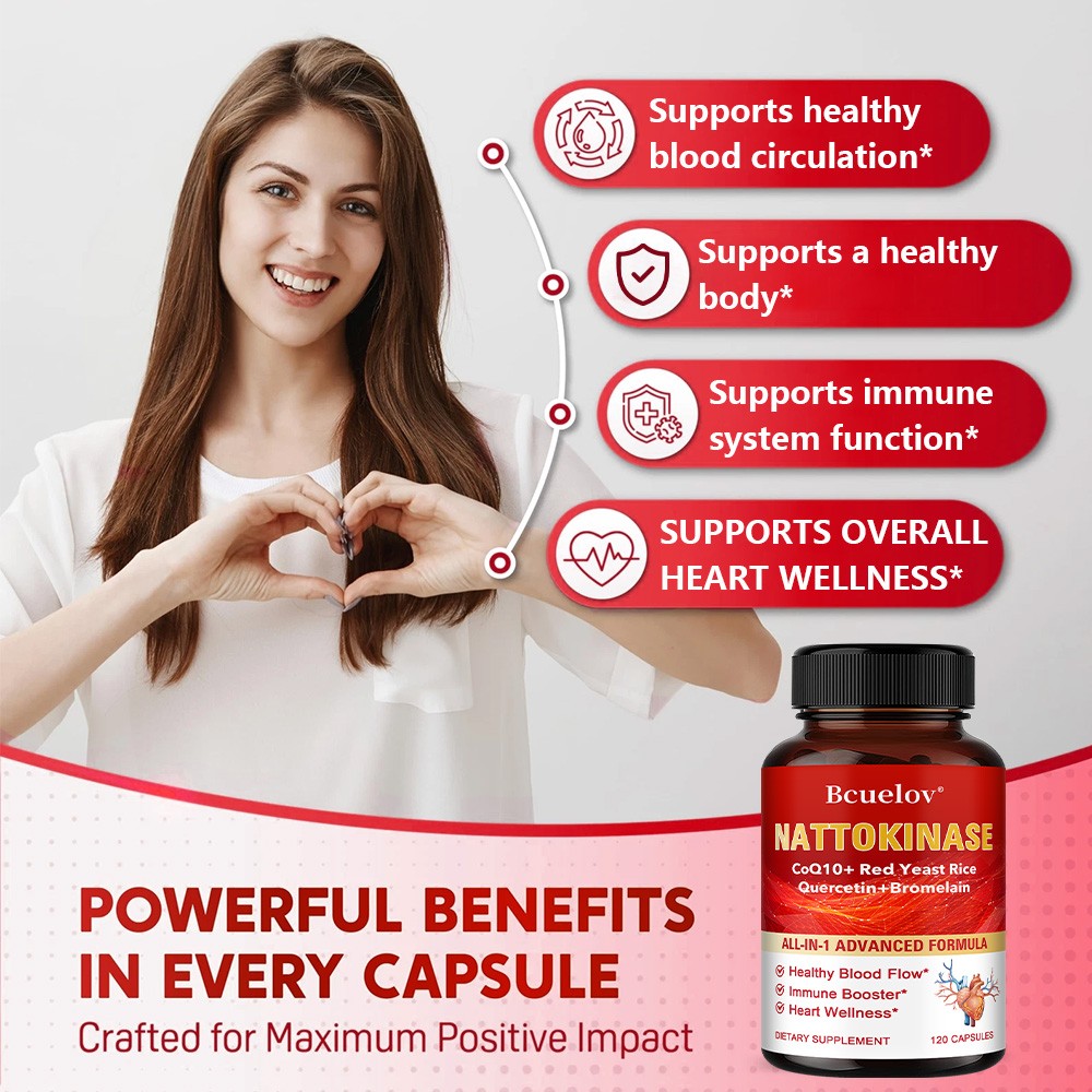 Nattokinase Supplements Blood Circulation Overall Heart Wellness 30-120 Capsules