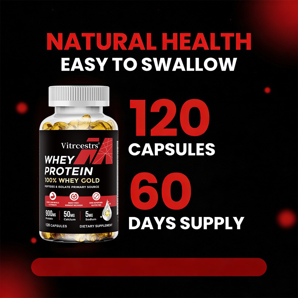 Whey Protein Capsules – 900mg High-Purity Protein for Muscle Gain & Recovery