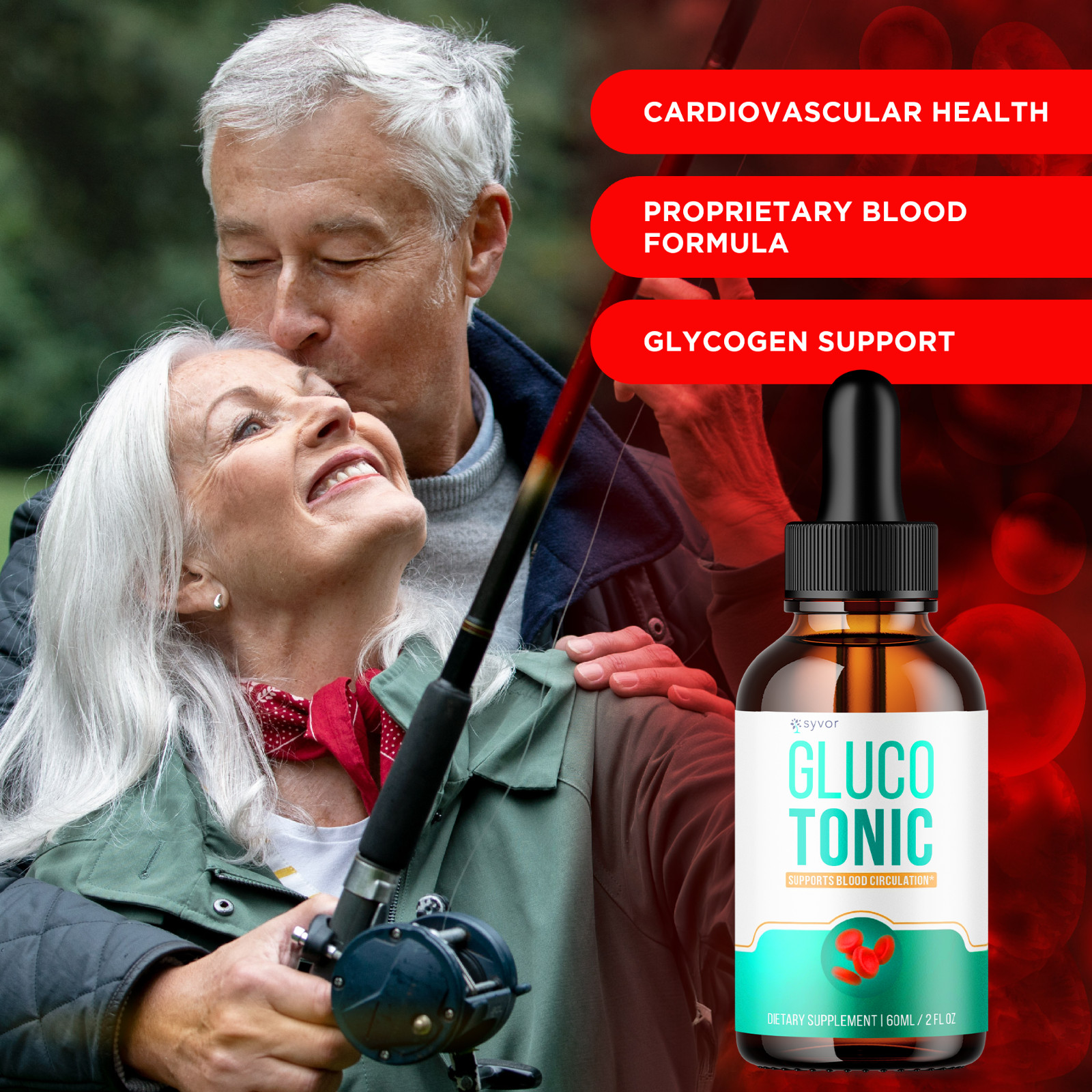 (1 Pack) Gluco Tonic Blood Support Formula Drops Advanced Vitamin Supplement 2ML