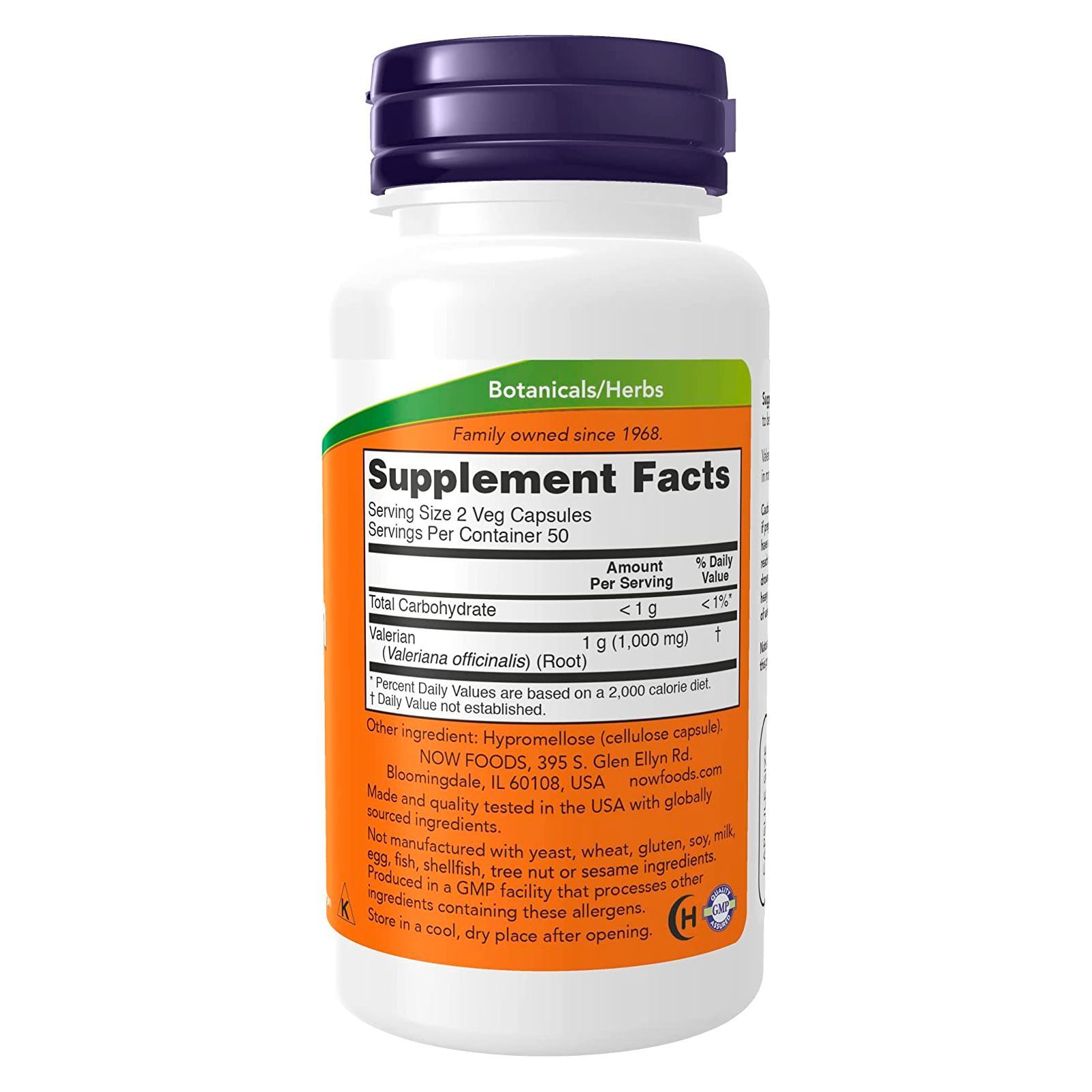 NOW FOODS Valerian Root 500 mg 100 Veg Capsules