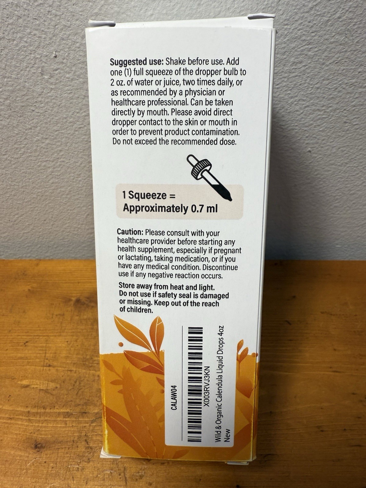 Wild & Organic Calendula Extract Liquid Drops 4 fl oz Alcohol-Free