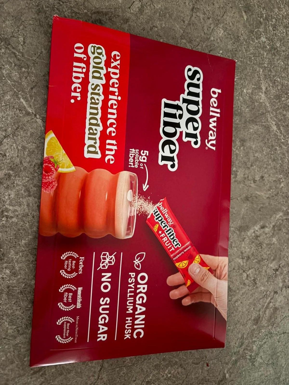 Bellway Super Fiber Fruit, Psyllium Fiber Supplement, Raspberry Lemon, sticks