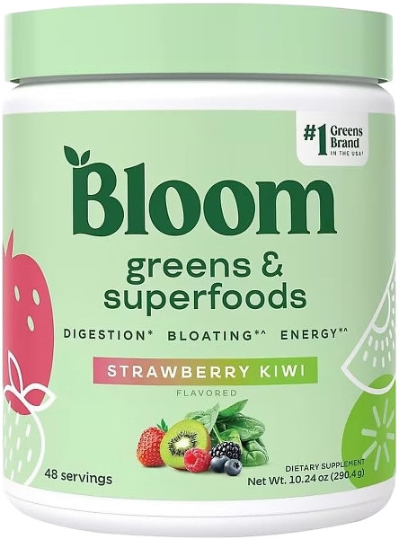 Bloom Greens & Superfoods Powder Strawberry Kiwi 48 Servings Dairy-Free 10.24oz