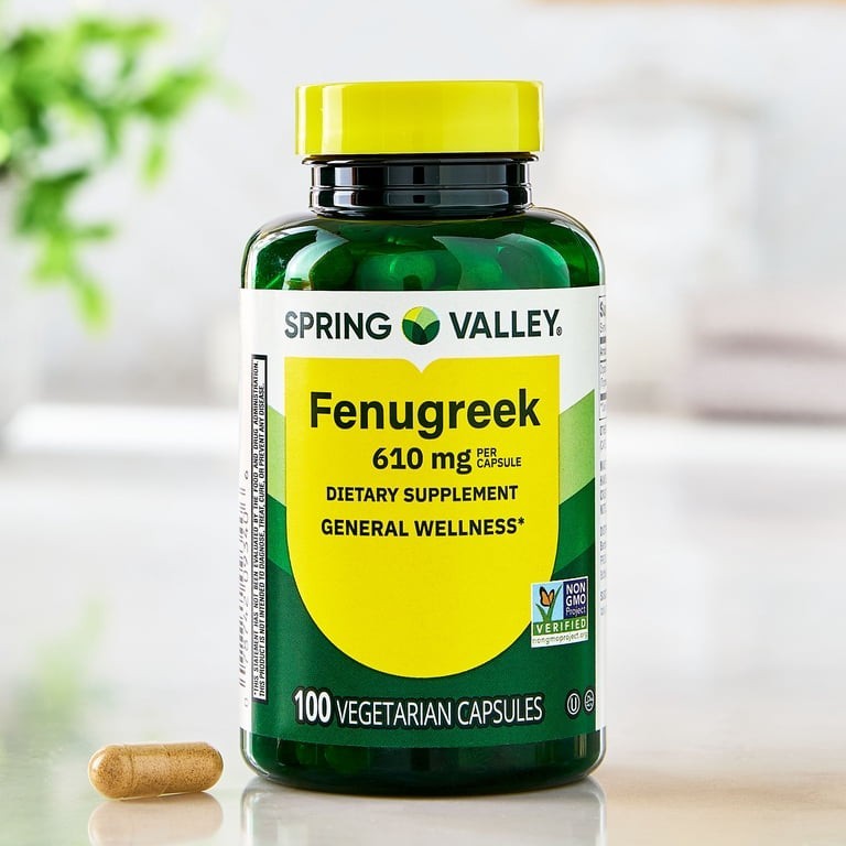 Spring Valley Fenugreek 610 mg Non-GMO Vegetarian Capsules, 100 Count