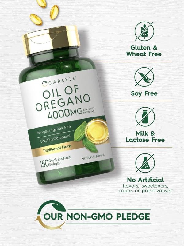 Natural Safe Effective High-Quality Premium Oregano Oil Supplement 4000mg with C