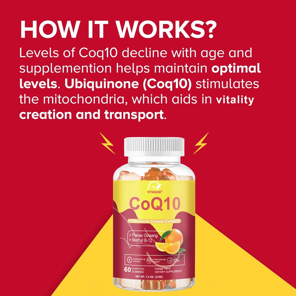 CoQ10 Gummies – Heart, Energy, Muscle & Liver Support, High Strength, 1 Months