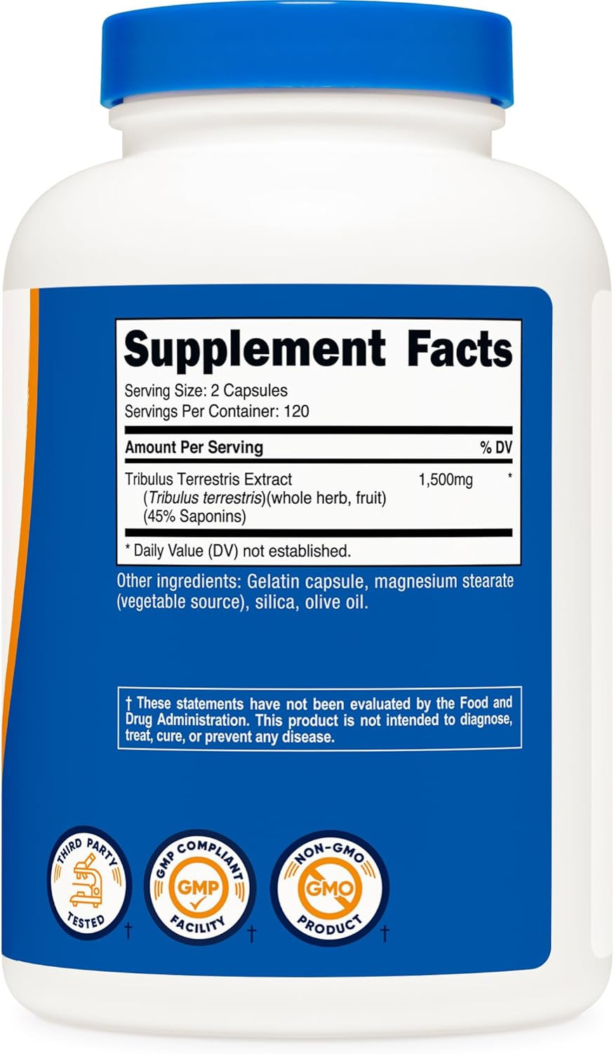 Tribulus Terrestris Extract 1500Mg, 120 Capsules – 60 Servings (750Mg per Cap),