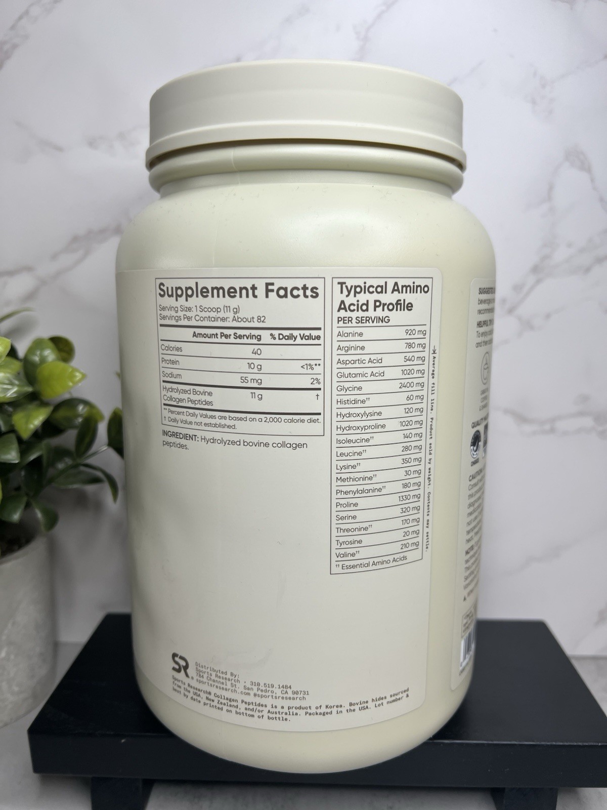 Sports Research Collagen Peptides Powder Unflavored 32oz (2lb) Exp 02/2029