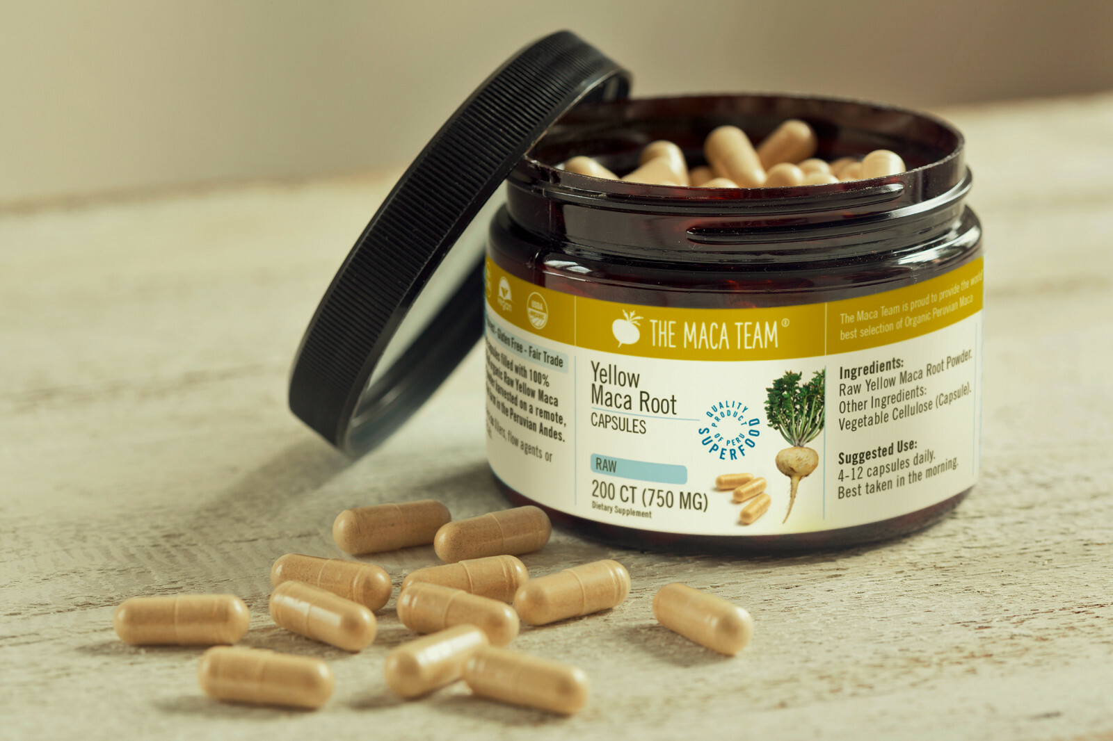 Raw Organic Peruvian Maca Root Capsules – Fresh Harvest, GMO-Free, Fair Trade