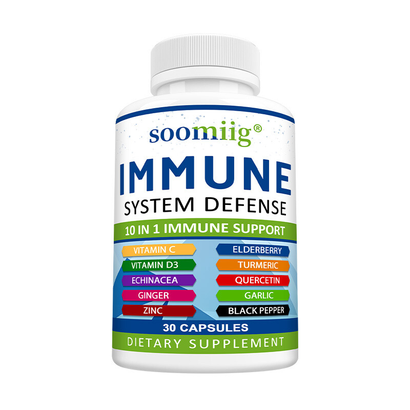 Immune System Defense Support Supplement Vitamin C D3 Quercetin Turmeric 30-120
