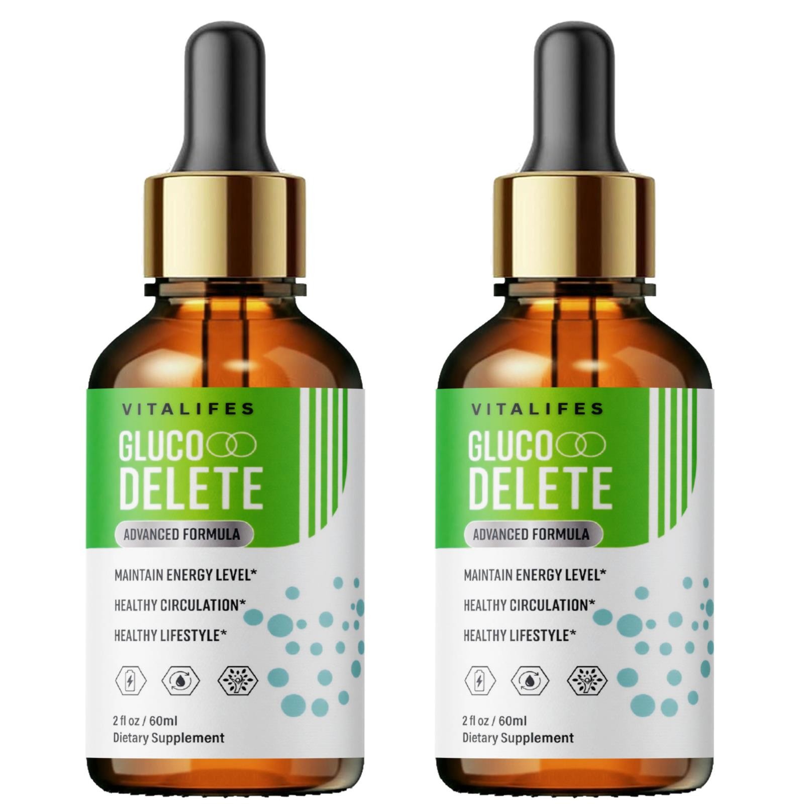 (2 Pack) Gluco Delete Drops Advanced Formula Vitamin Supplement All Natural