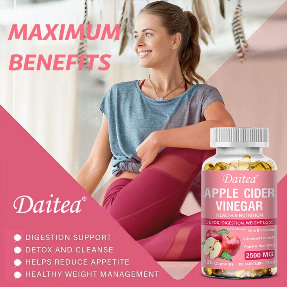 Apple Cider Vinegar Supplements Improve Metabolism Detoxification 1-5 Bottles