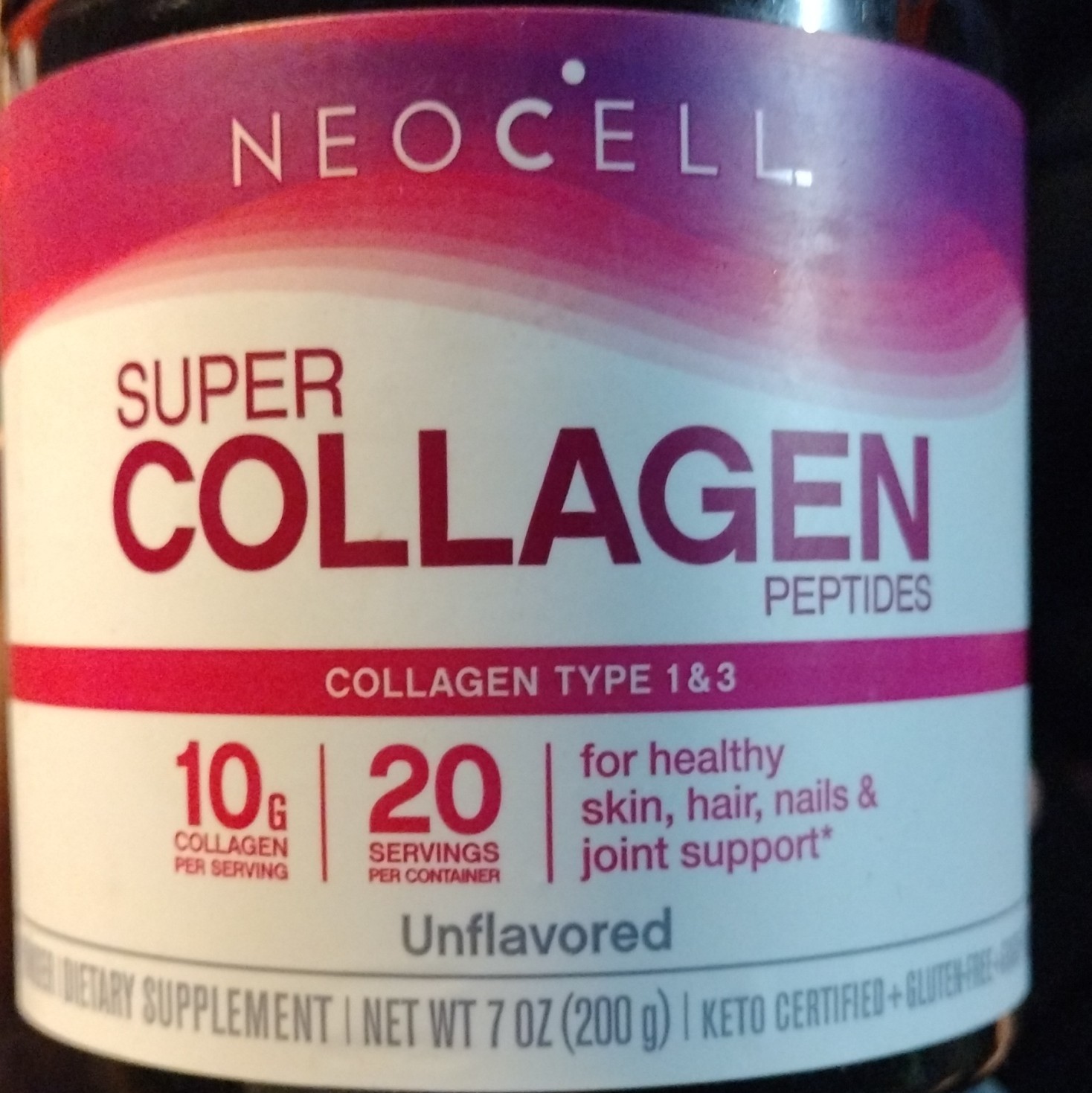 NeoCell Super Collagen Peptides Type 1 & 3 Unflavored 7 oz/200g Non-GMO