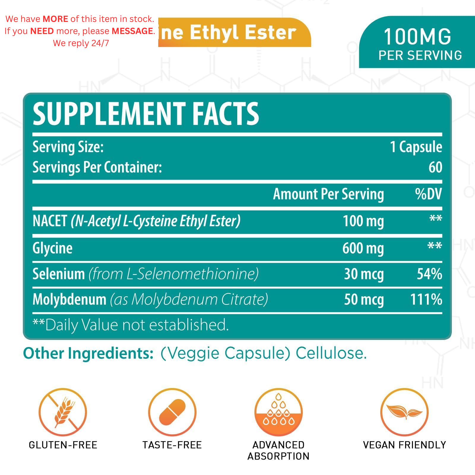 lipmaxmall N-Acetyl Cysteine Ethyl Ester 60 Count (Pack of 1), White