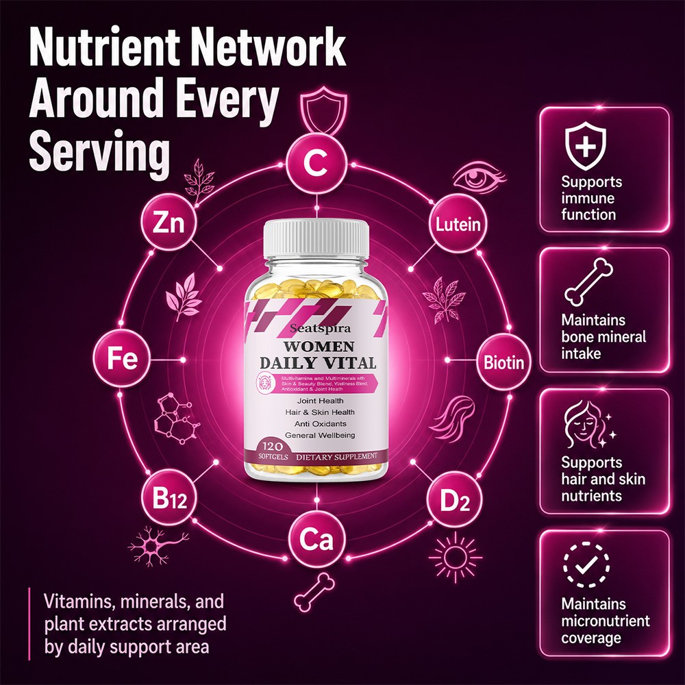 Women Multivitamin Softgel For Hair Skin Nails,Bone Health,Energy&Immunity 120CT
