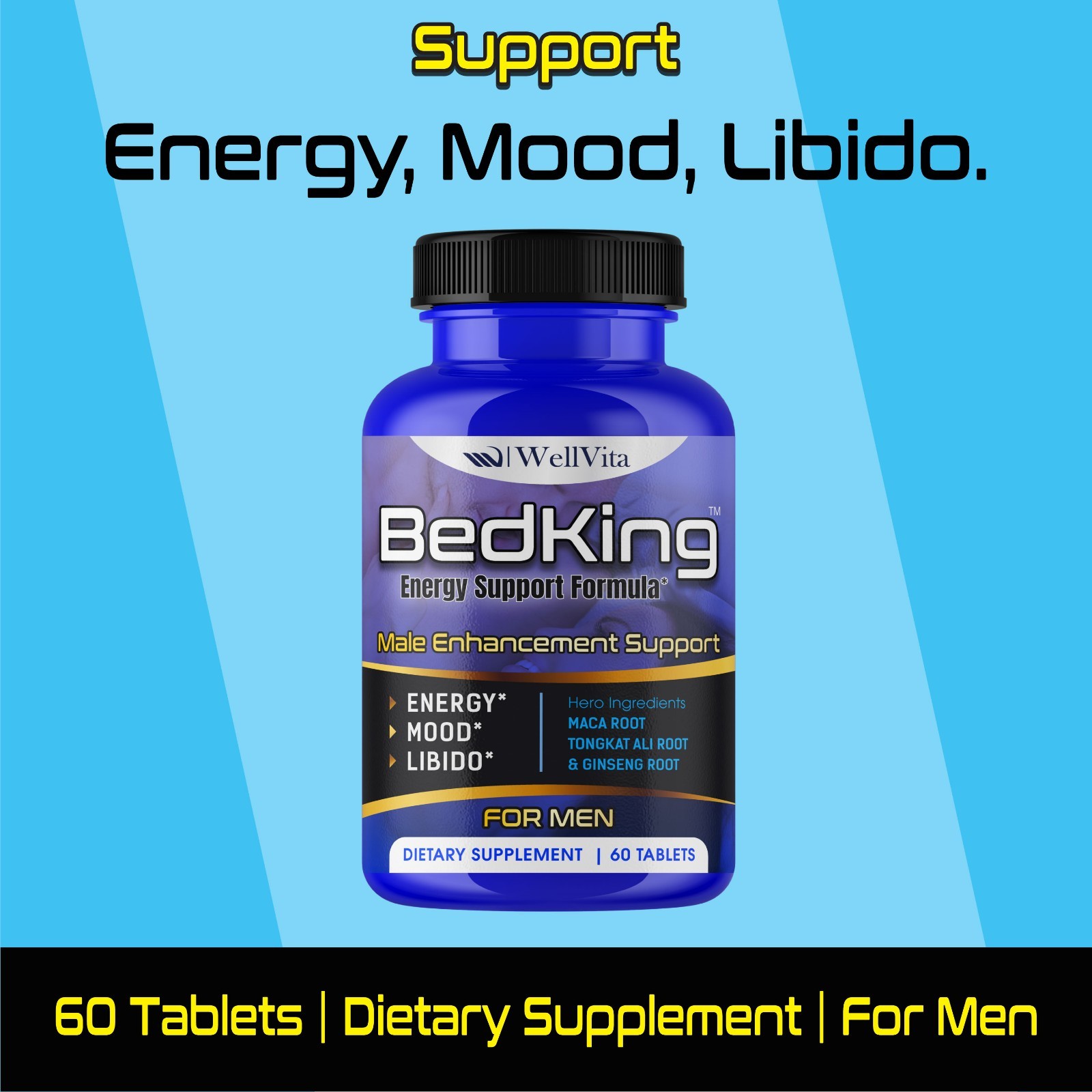Testosterone Booster for Men Energy, Libido Enhancement Performance Pills (60)
