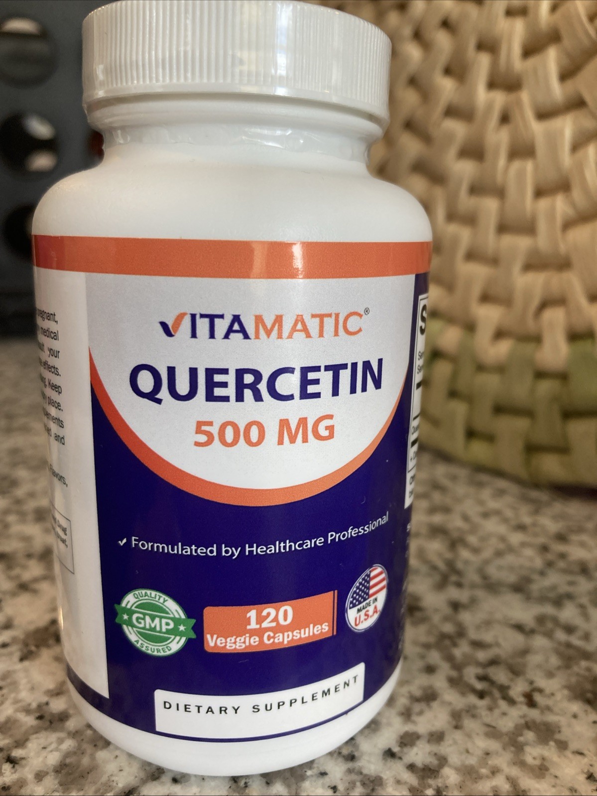 Vitamatic Quercetin Supplement 500 mg – 120 Veggie Capsules New EXP 08/2028