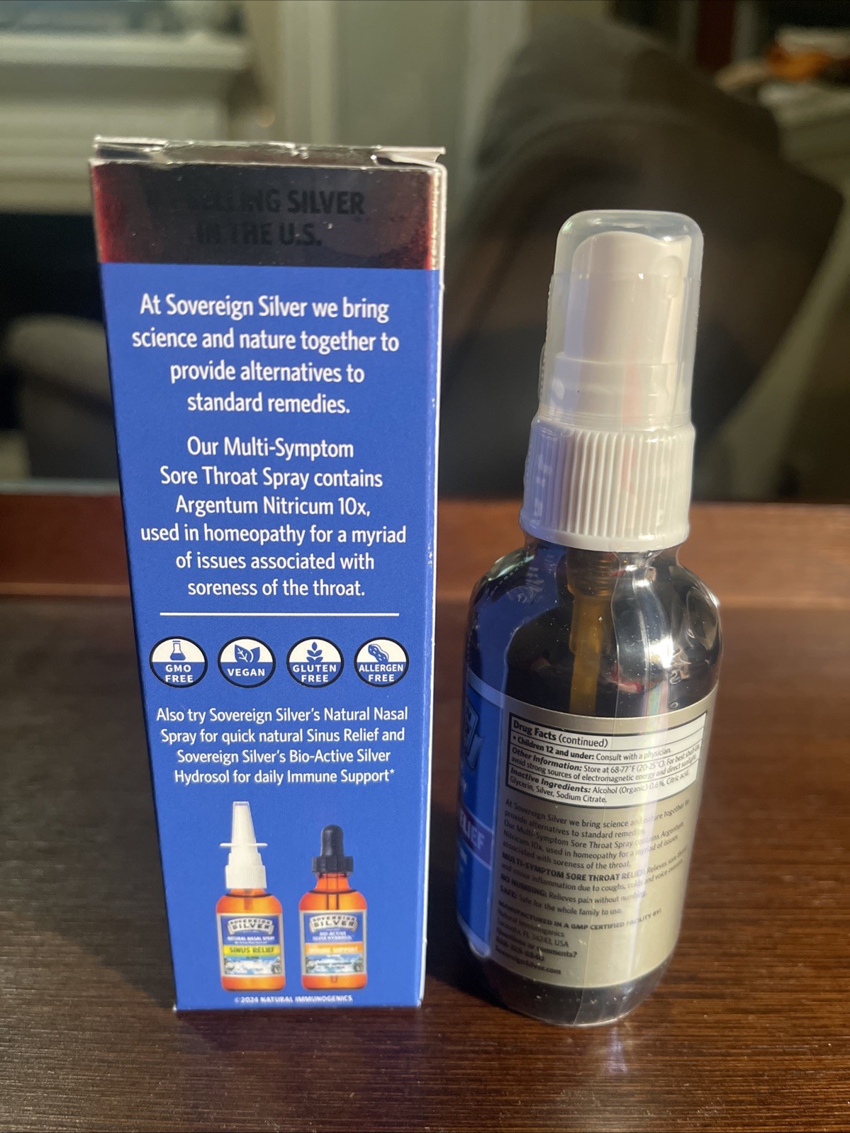 Sovereign Silver Multi-Symptom Sore Throat Spray 2 oz Homeopathic Medicine