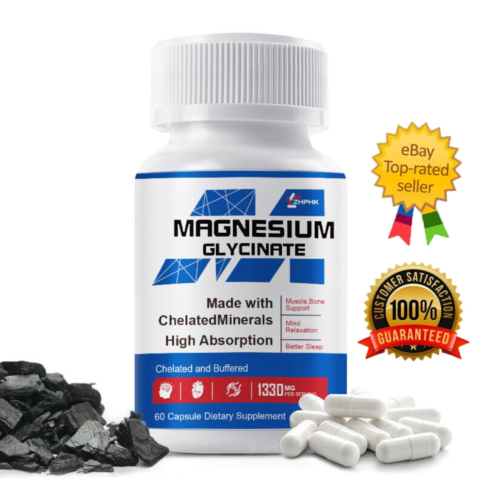 Magnesium Glycinate Capsules Made with Chelatedminerals High Absorption – 1330mg