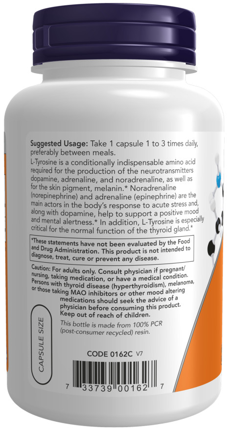 NOW Foods L-Tyrosine 500 mg 120 Caps Neurotransmitter Support 2/26EXP