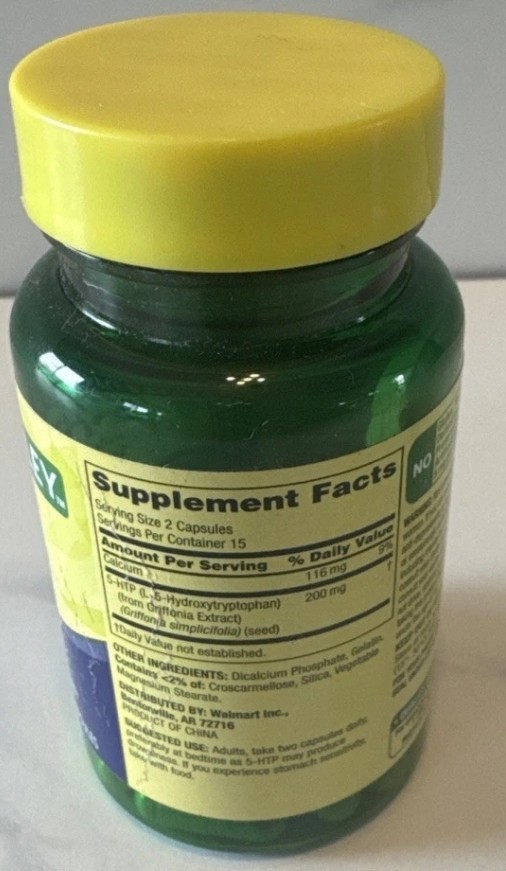 Spring Valley 5-HTP Capsules 100 mg. 30 Count Mood Health L-5-Hydroxytryptophan