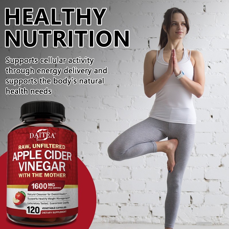 1600mg Apple Cider Vinegar Capsules, Detox & Weight Support, 120 VegCaps