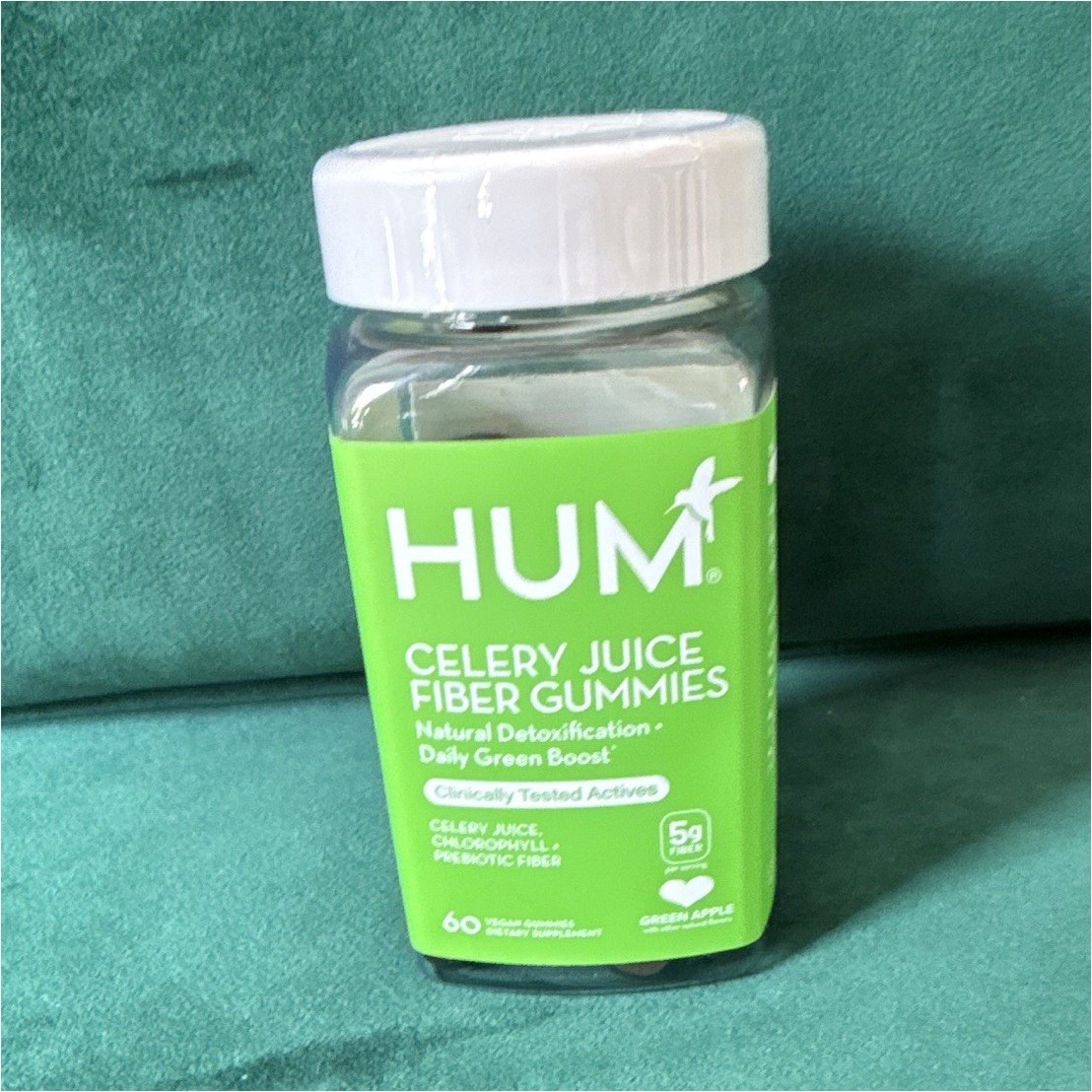 HUM Celery Juice Fiber Gummies Green Apple Flavor Detox Support 60 Count