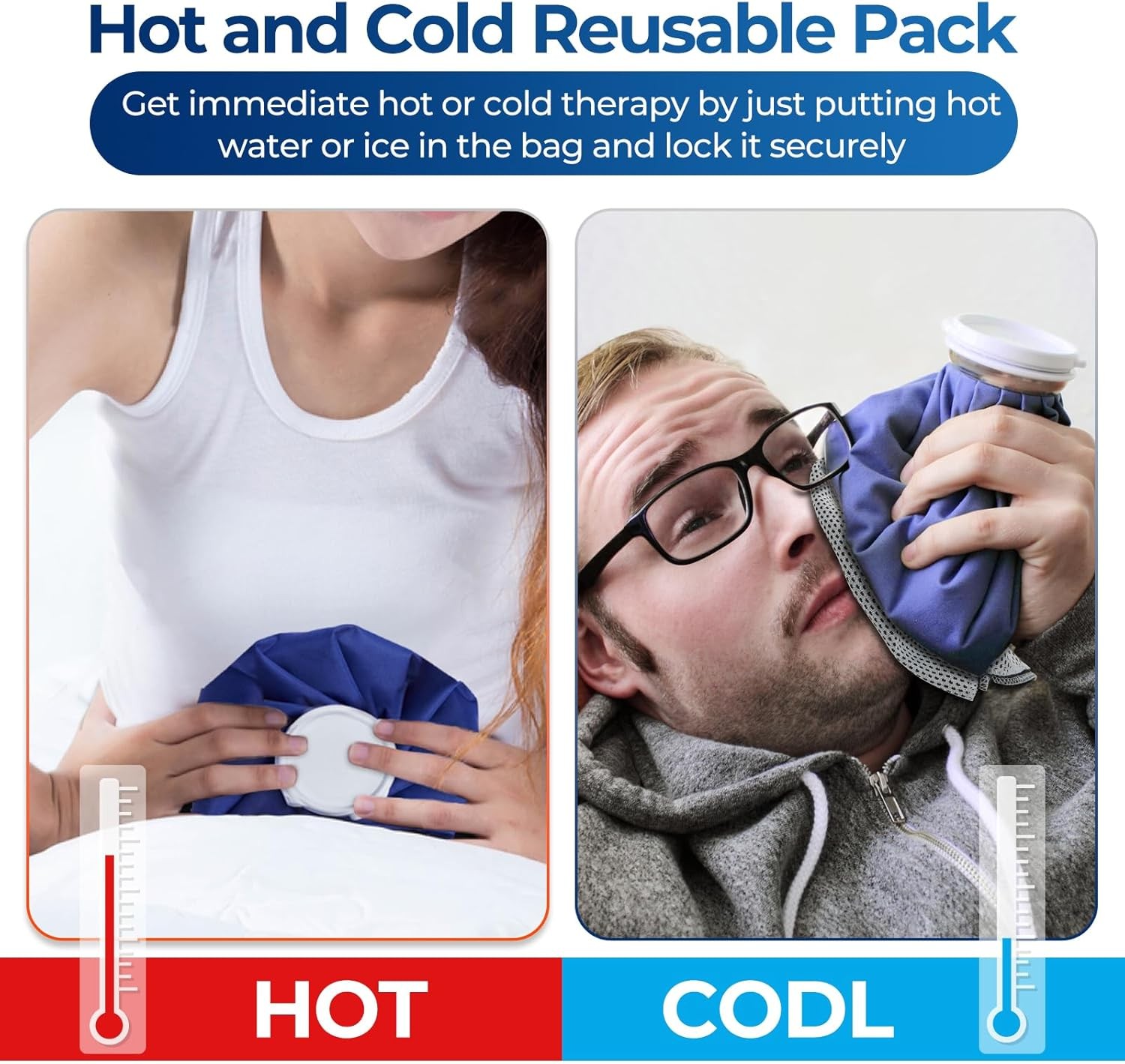 Assorted Size Hot & Cold Therapy Ice Pack w/ Leakproof Lid (3 CT)