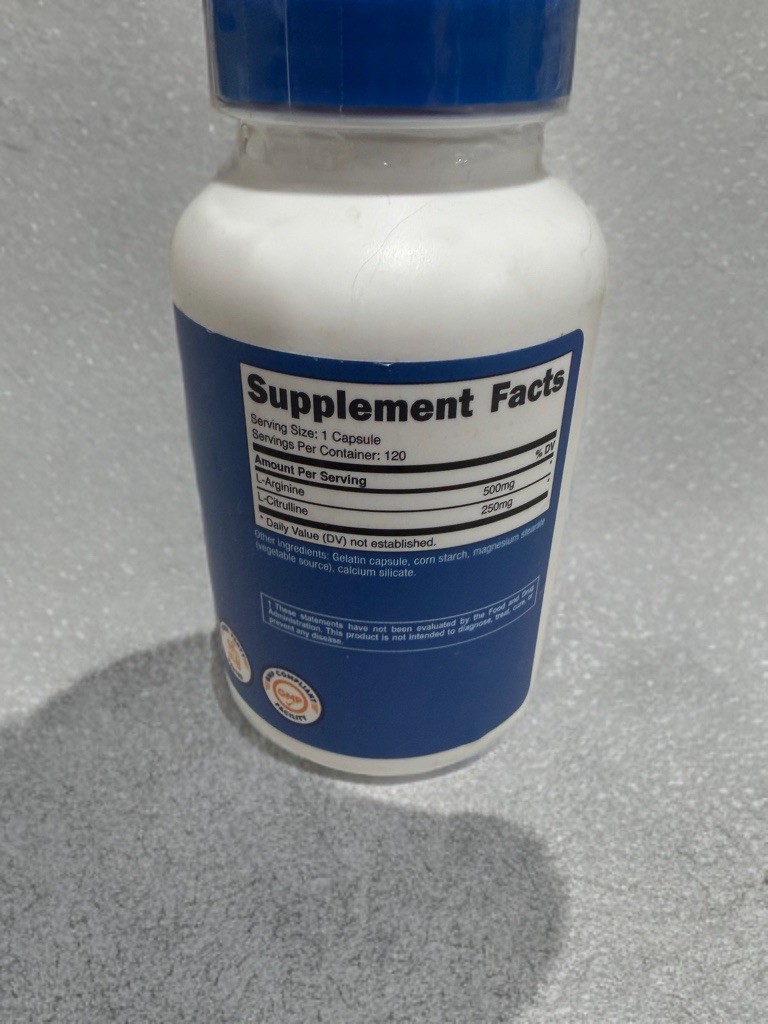 Nutricost L-Arginine & L-Citrulline Capsules 120 Count 500mg/250mg