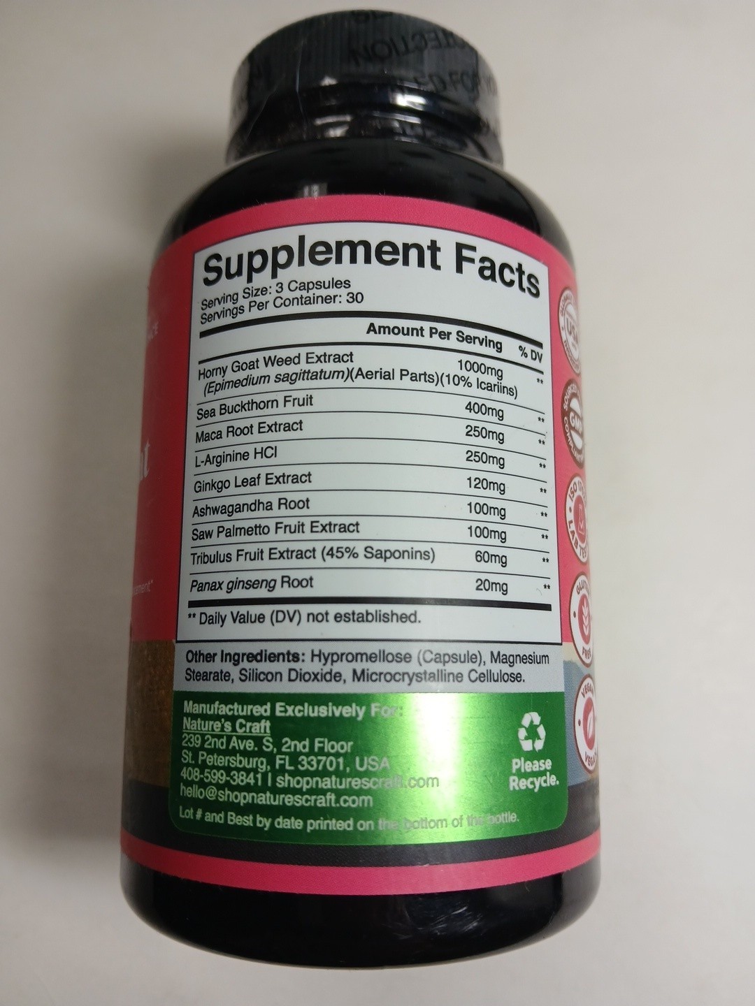 Natures Craft Horny Goat Weed Womens Wellness Enhancement Drive 90ct Exp 06/2028