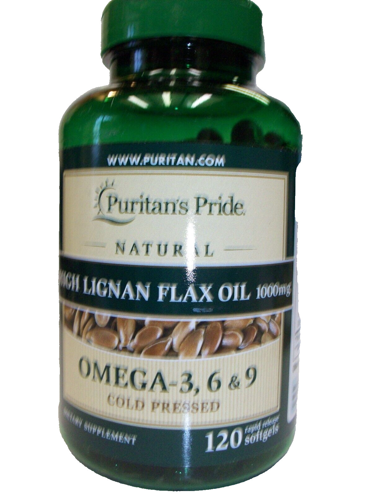 Flaxseed Oil Natural/Organic/High Lignan 1,000 mg Omega-3, 6 & 9 120 Softgels