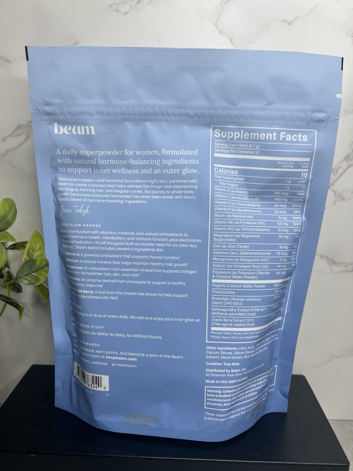 beam Glow Women’s Superpowder Blue Raspberry Powder 3.55 oz Exp 11/2027