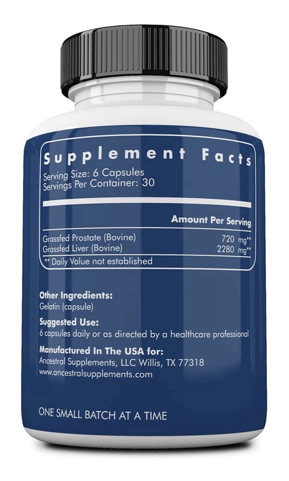 Ancestral Supplements Prostate Grass Fed Beef Supplements For Men 180 Capsules