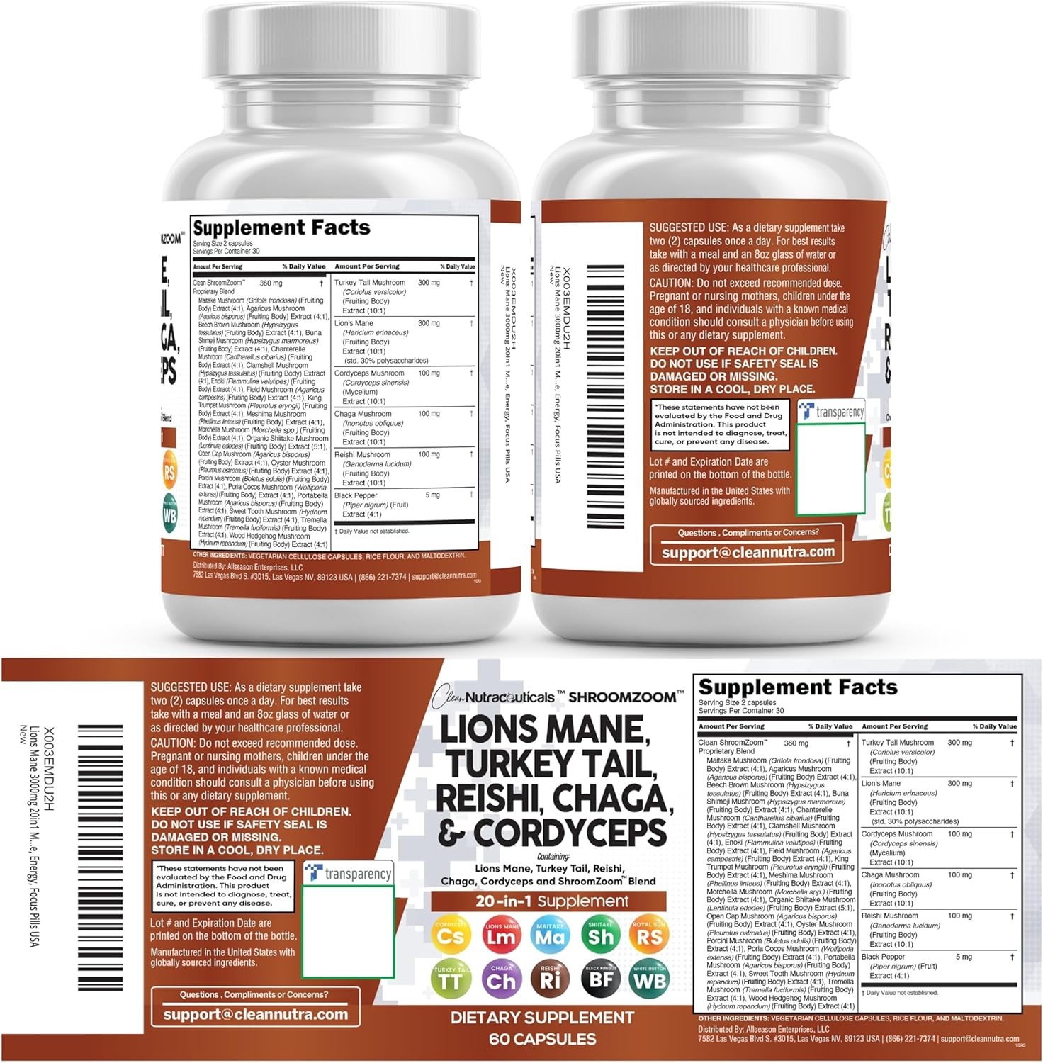 Lion Mane Mushroom Complex 20 In 1 Mushroom Supplement
