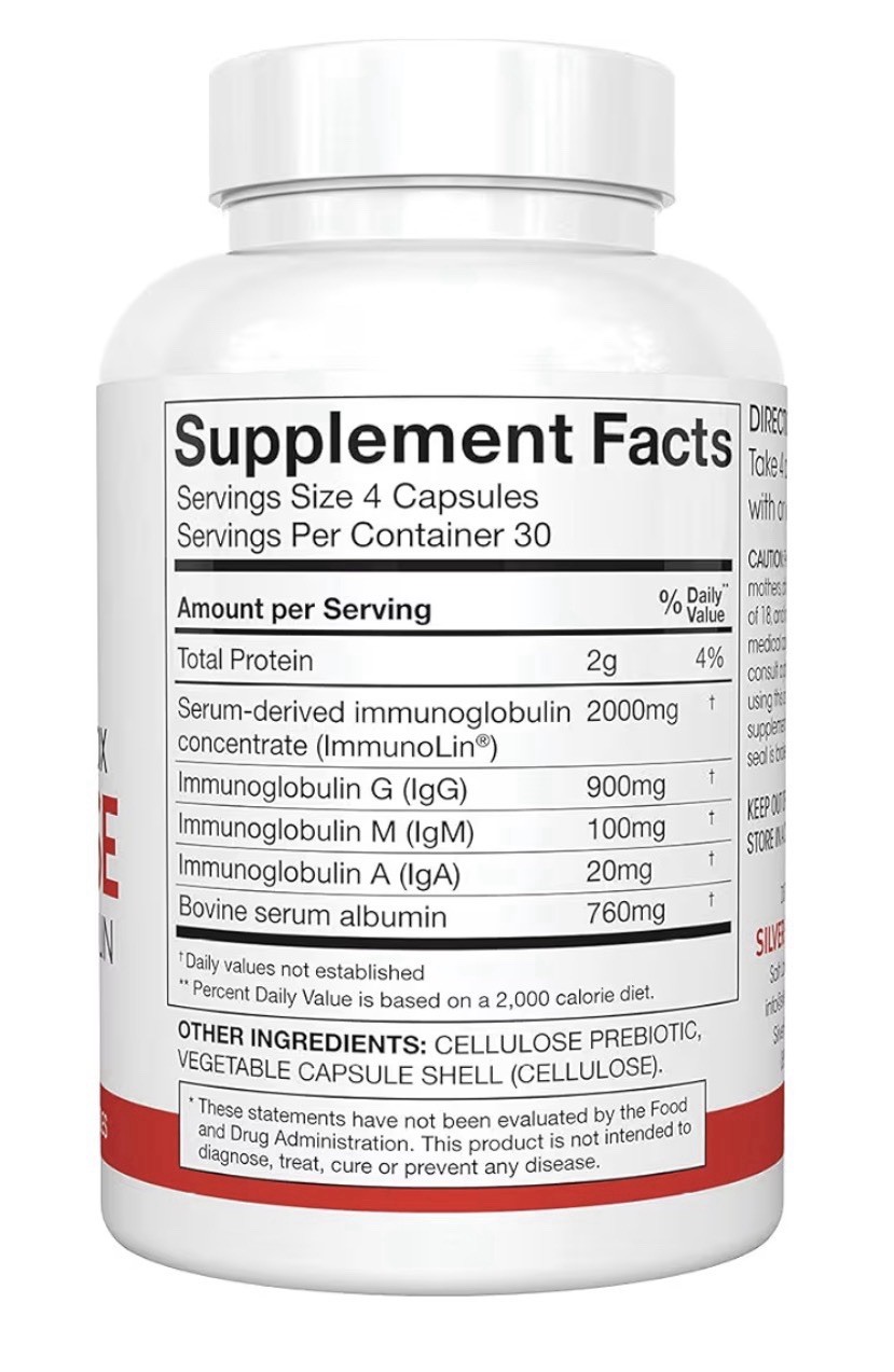 Silver Fern Daily Gut Cleanse Immunoglobulin Postbiotic 30 Day Supply 120capsule