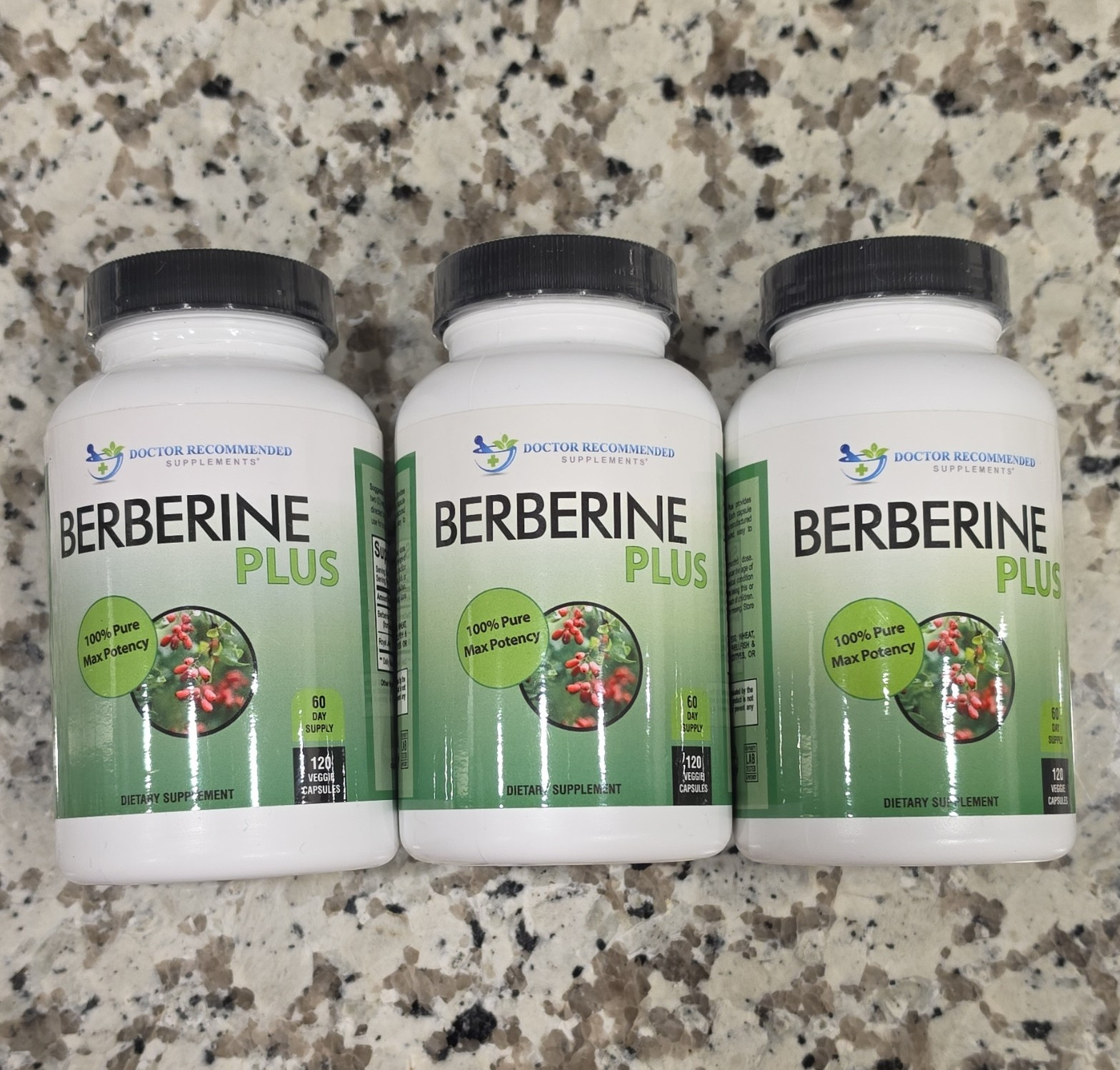 Doctor Recommended Supplements Berberine Plus 1200mg 120 Veggie Caps, 3 Bottles