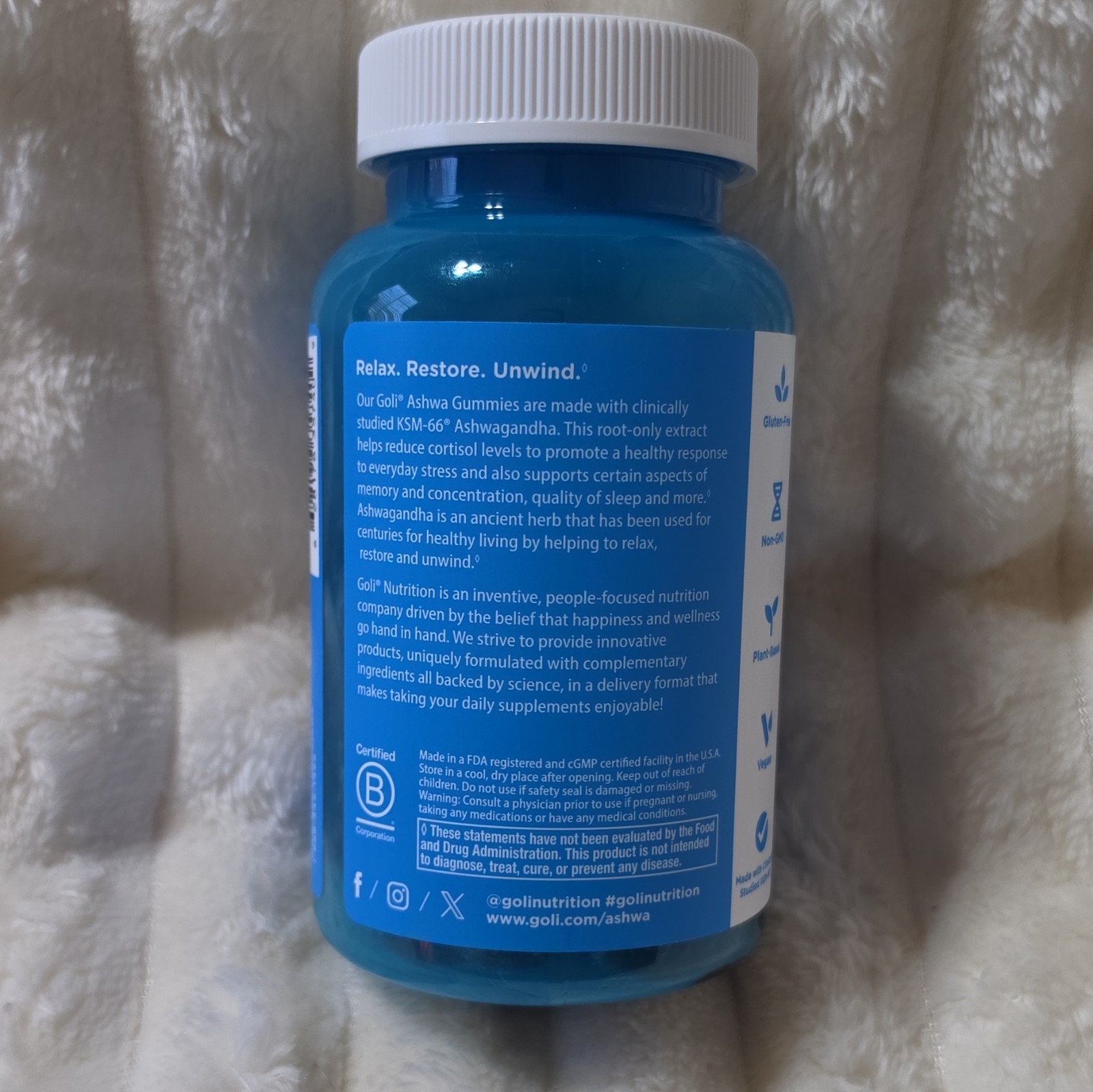 Goli Ashwagandha Gummies 60 Count 300mg Stress & Sleep Support Vegan
