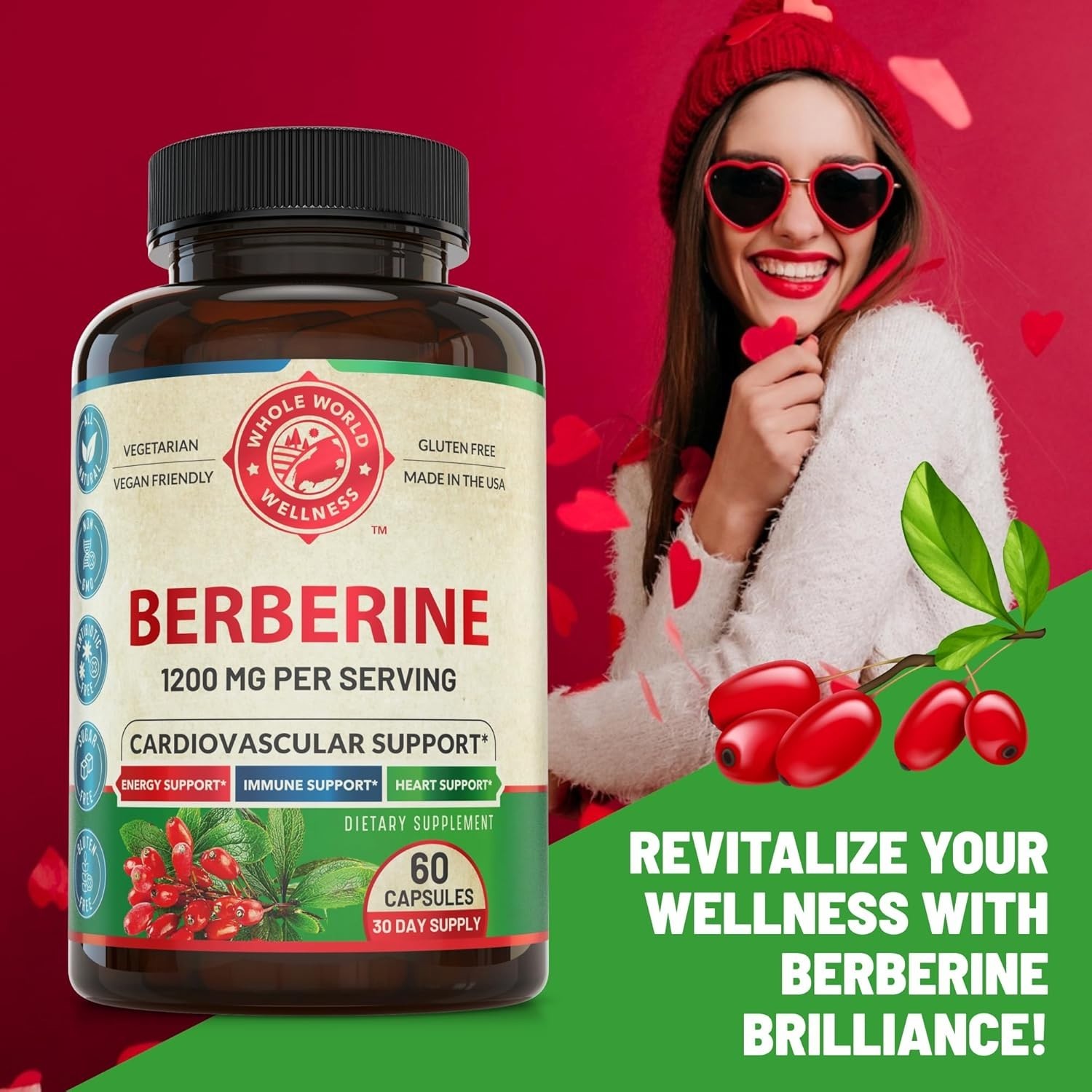 1200mg Berberine Herbal Health Capsules (60 Caps) exp:11/28