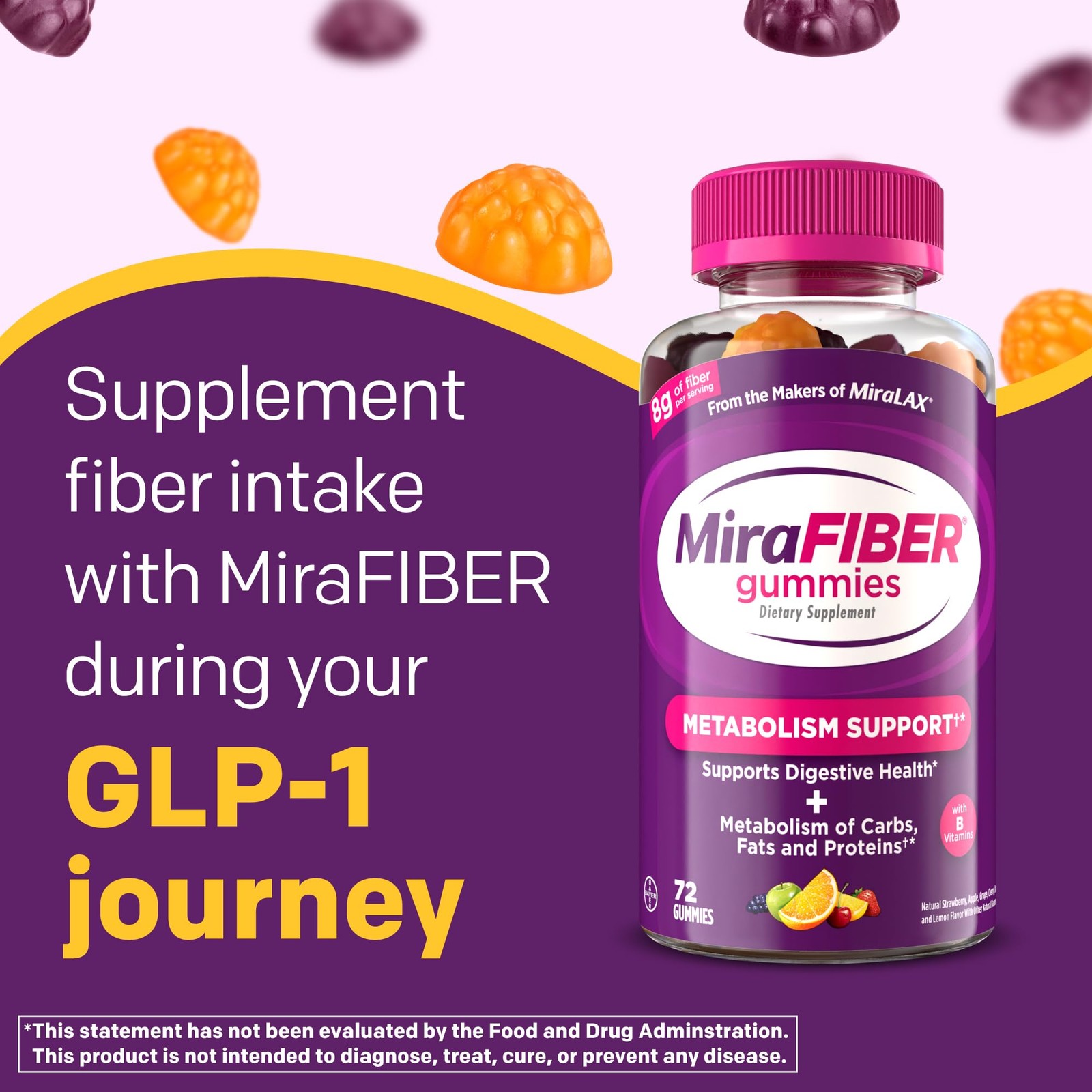 Mirafiber Gummies From The Makers Of Miralax 8G Of Daily Fiber Per Serving