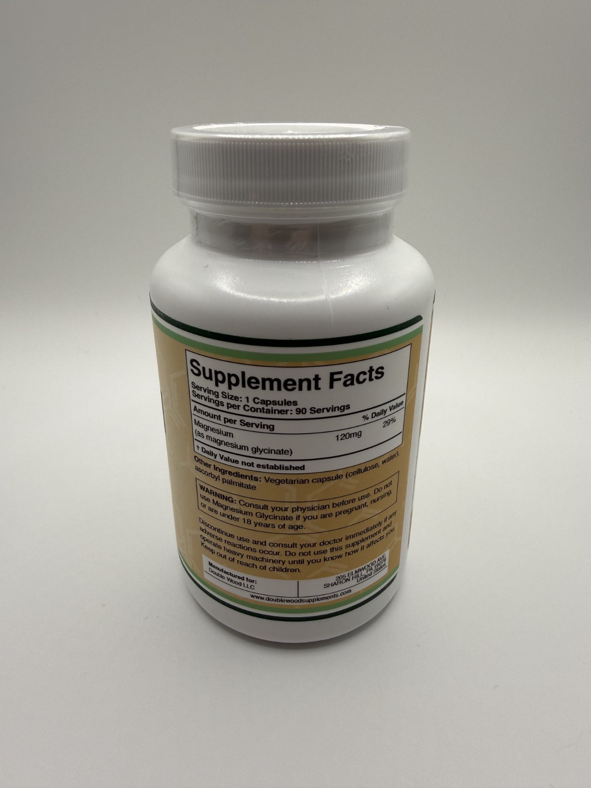 Double Wood Supplements Magnesium Glycinate Extra Strength 90 Capsules – New
