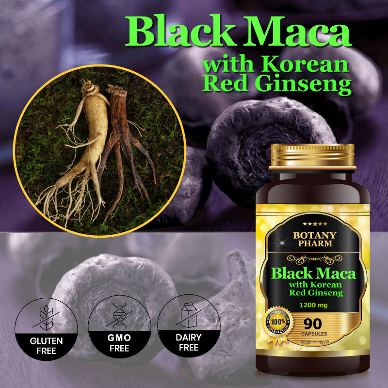 Black Maca Root with Korean Red Ginseng, boosts libido, and enhances stamina