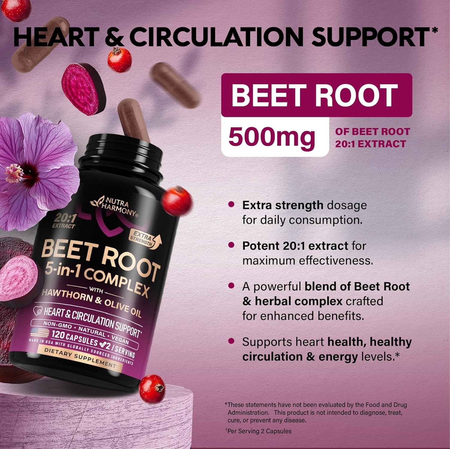 Beet Root 5-in-1 Complex Capsules – Healthy Blood Pressure Support Supplement**