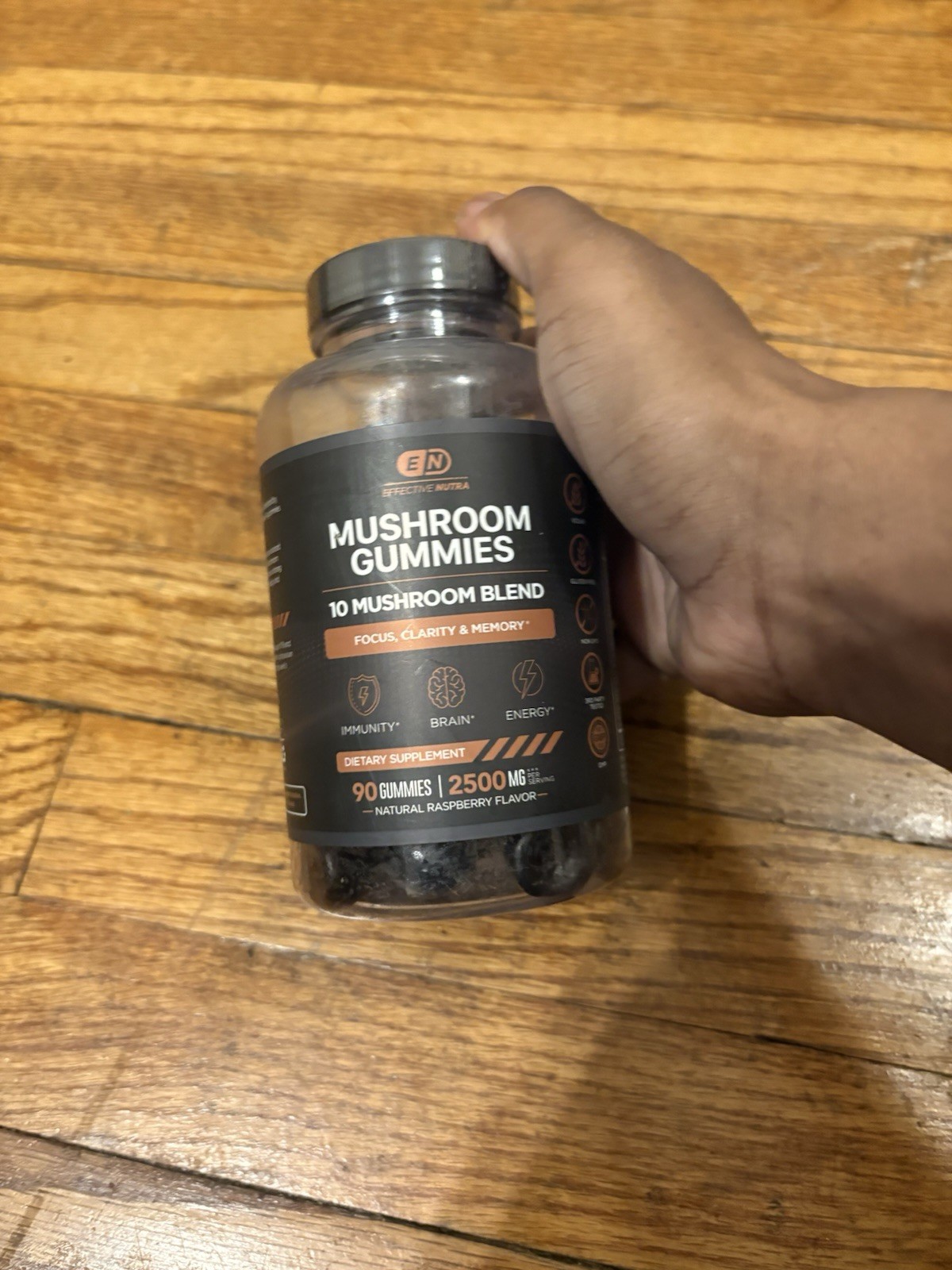 Effective Nutra Mushroom Gummies 2500mg Raspberry Immune Energy 90 Gummies