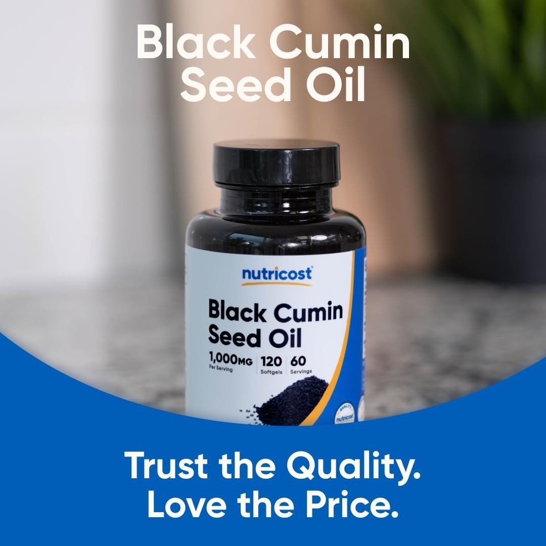 Nutricost Black Seed Oil Softgels 1000mg – Non-GMO Gluten Free 120 Count