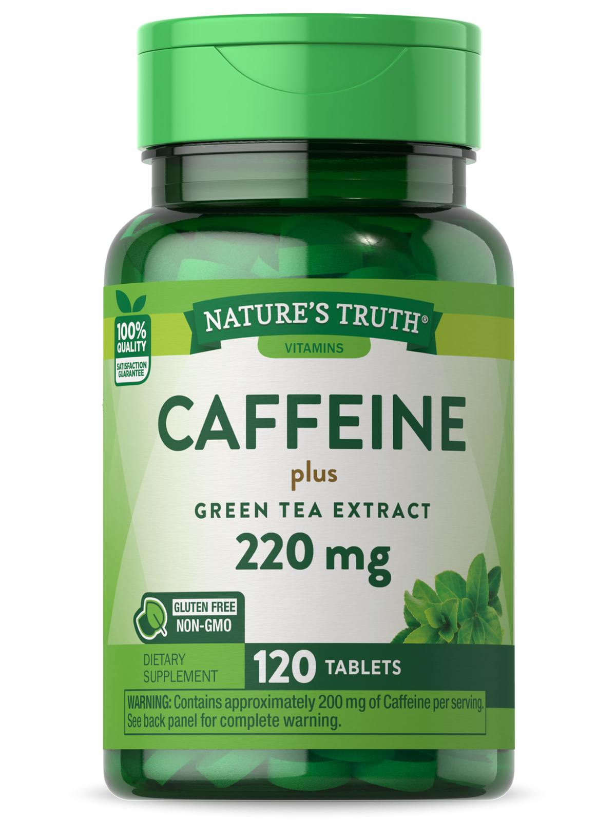 Caffeine Pills 200mg | 120 Tablets | with Green Tea Extract | by Nature’s Truth